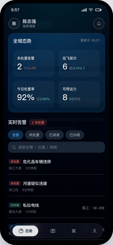 指挥端 · 告警派发闭环